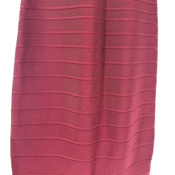 Herve Leger Sophia Bandage Dress Maxi Ball Gown Beet Red Size S Boat Neck Flare - Picture 4 of 11